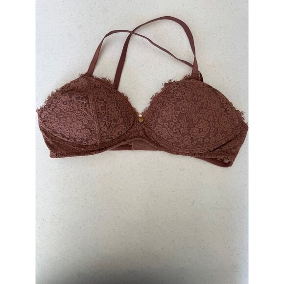 Aerie 34C Brown Lace Underwire Push-Up Bra With Adjustable Straps - Picture 1 of 3